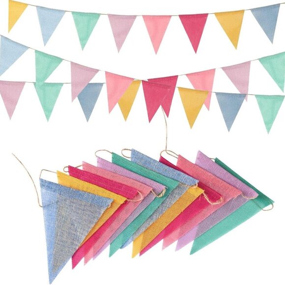 Other - Pennant Banner Flags Pastel - Colorful Triangle Banners for Birthdays Easter Cla